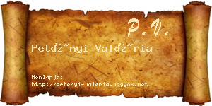 Petényi Valéria névjegykártya