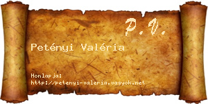 Petényi Valéria névjegykártya
